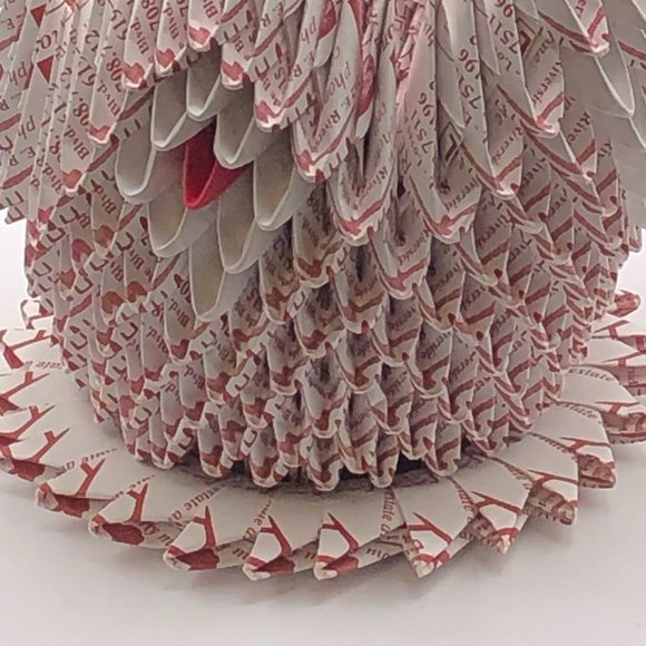 Origami PAPER Swan Basket White Red Accents Spring Easter Decor Folk Art Large - Picture 10 of 14